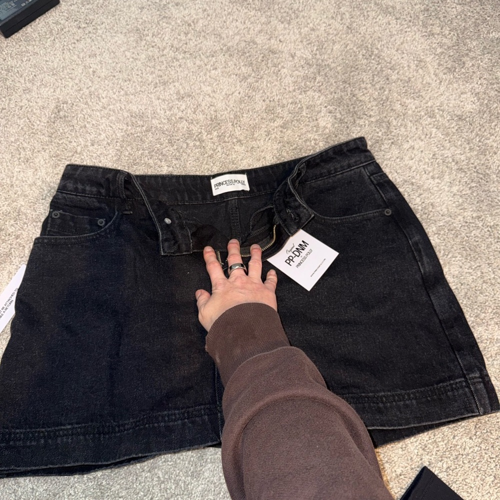 Black Denim Mini Skirt